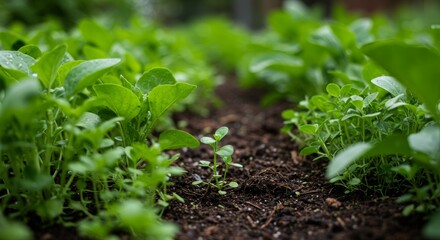 Obraz premium Emerging green plants, a vibrant display of life and natural growth