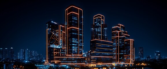 Illuminated city skyline at night