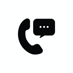 Minimalist Black Telephone with Speech Bubble Icon for Communication and Customer Service Designs