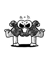 cartoon illustration of twin brothers being happy