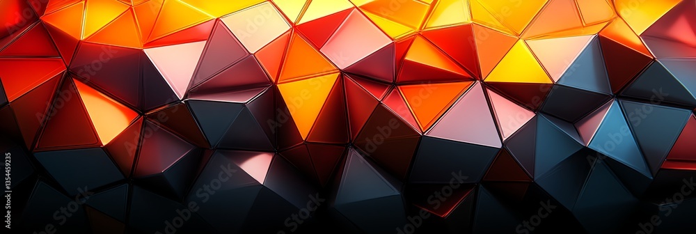 Poster abstract polygon mesh background with vibrant colors and geometric design