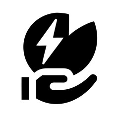 Save energy symbol. Energy icon with green leaf. Eco friendly, environmentally. Eco icon. Vector illustration.	