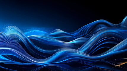 Abstract Art with Blue Waves and Lines