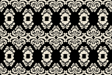 Motifs African paisley boho Floral Ikat seamless pattern embroidery border. Ethnic ikat saree sarong  flower design for Ikat pattern and Ethnic Pattern.Border indian floral Aztec embroidery patterns.