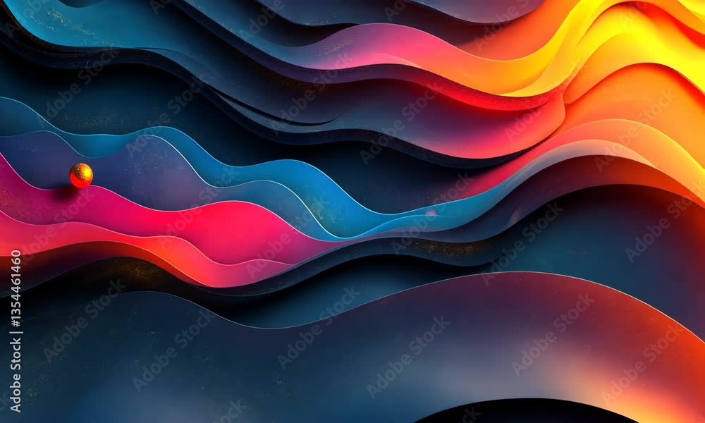 Poster abstract fluid gradient waves with vibrant colors and dynamic flowing movement