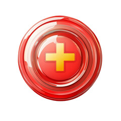 Obraz premium Red Glossy Plus Sign Medical Healthcare Icon,