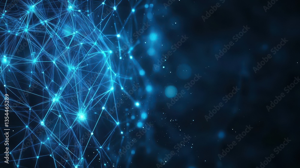 Aufkleber abstract background of glowing blue mesh or interwoven lines on a dark backgroundgenerative ai