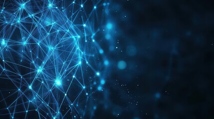 Abstract background of glowing blue mesh or interwoven lines on a dark backgroundgenerative ai