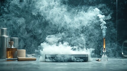 Laboratory experiment with smoke and chemicals