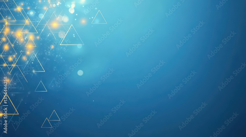 Poster abstract blue background with lights and geometric triangles