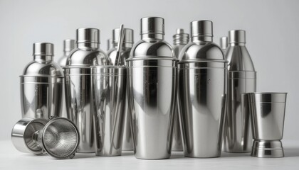 Stainless Steel Cocktail Shakers and Bar Utensils