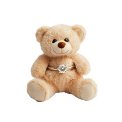 Obraz premium Teddy Bear with Diamond Ring Engagement Proposal Gift
