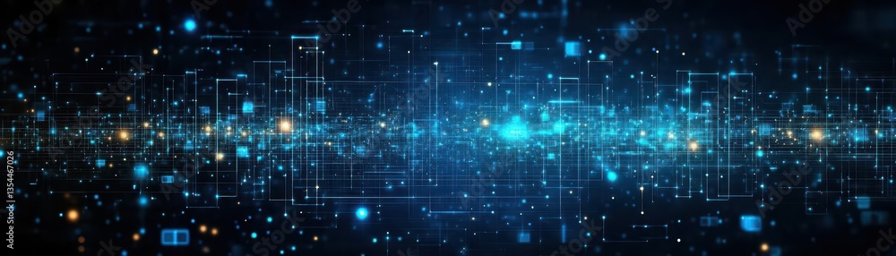 Poster abstract blue technology particle background
