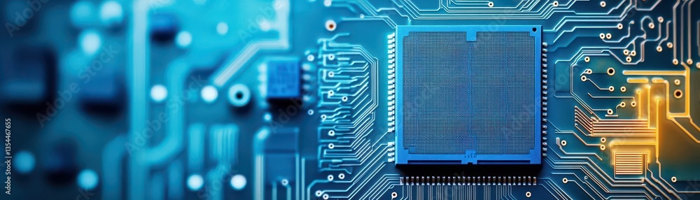 Poster abstract circuit board background circuit board electronics digital technology banner blue central c
