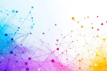 Abstract colorful wave pattern with connecting dots and lines Digital technology background concept of science, network, data, communication