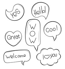 A collection of comic style speech bubbles