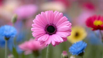 Fototapeta premium Pink Gerbera Daisy Flower Nature Close Up Blooming Garden Vibrant