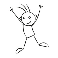 Stick figure with open arms, hand drawn icon of chill