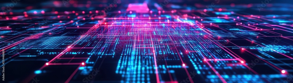 Poster Abstract cyber network, synthetic mind and artificial intelligence Neural network and big data analytics Fantastic 3D illustration of high tech innovation