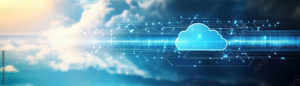 Poster Abstract digital representation of cloud computing and data storage