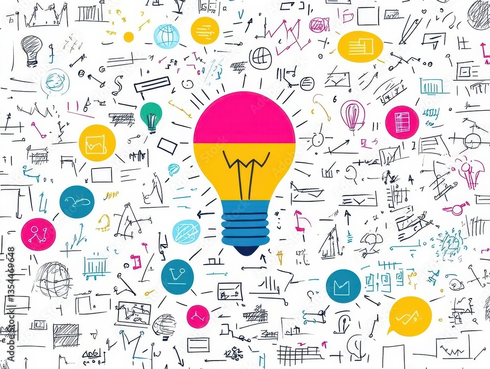 Poster abstract doodle problem solving vector concept illustration concept of problem solution