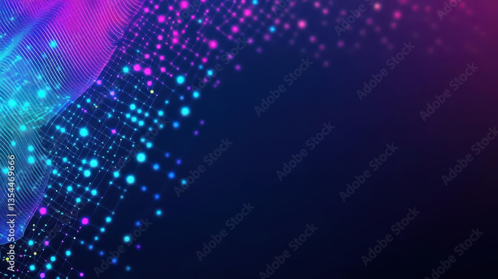 Poster Abstract dot point connect with gradient line design , internationalization social network or business big data connection technology concept