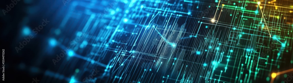 Aufkleber Abstract futuristic technology background with glowing lines in blue and green tones, representing digital connectivity and innovation