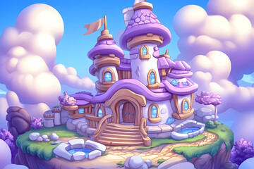 Floating Castle in Cloudy Sky