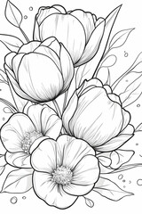 Floral Coloring Page Bouquet