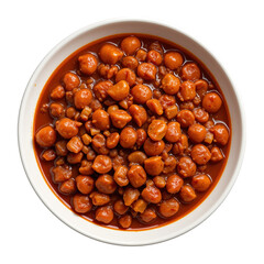 Obraz premium bowl of spicy chili with vibrant red sauce and plump beans, perfect for hearty meal. Enjoy rich flavors