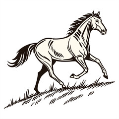 Black stallion silhouette vector, running wild horse illustration
