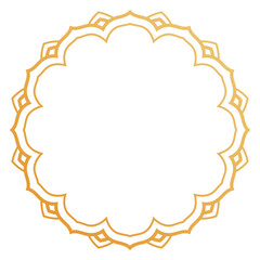 Golden circle elements, Islamic gold frame abstract flowers