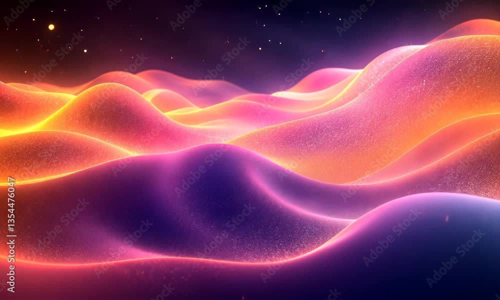 Poster abstract digital landscape with flowing wave, futuristic colorful gradient motion background