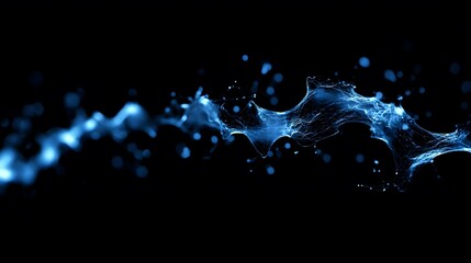 65. A minimalist abstract wave of blue light in a dark space