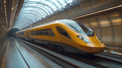Fototapeta premium High-Speed Rail Journey Through Modern Tunnel