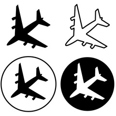 Set of flat Aeroplane Icons, Airplane silhouette design element, holiday or vacation concept