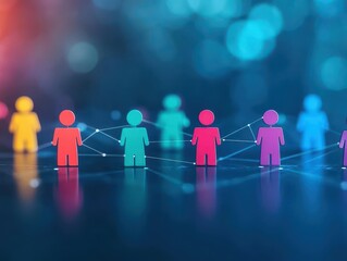 An abstract representation of HR management concepts like talent acquisition merged with workforce diversity, showcasing inclusive hiring practices