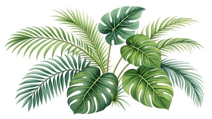 Vector elements monstera leaves isolated on white background
