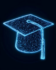 Glowing digital graduation cap