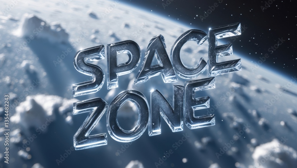 Aufkleber 3d text 'space zone' floating in outer space with stars and cosmic elements in the background. this 