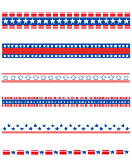 USA flag symbols patriotic divider border stripe set vector design template