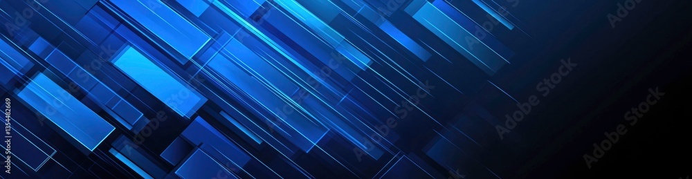 Poster futuristic abstract background with diagonal blue rectangles