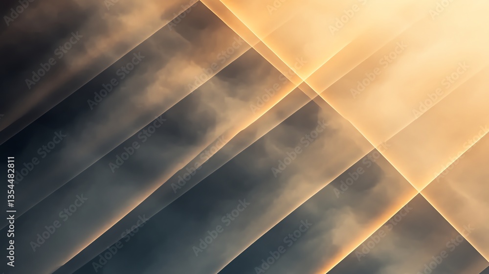 Poster abstract background with light beams and clouds creating atmospheric effect