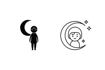 Childs Nighttime Dream Moon, Stars, Sleep, Imagination, Silhouette, Astronaut, Crescent, Fantasy, Ice