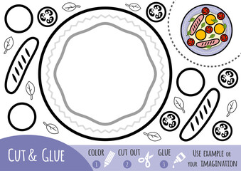 Education paper game for children, Pizza. Use scissors and glue to create image