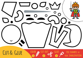 Education paper game for kids, Prince. Use scissors and glue to create the image.