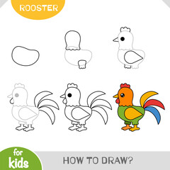 How to draw Rooster for children. Step by step drawing tutorial