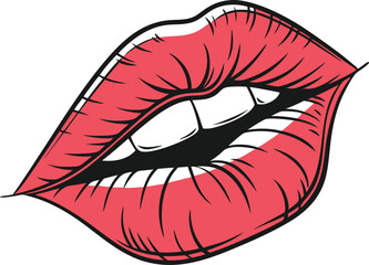 Pop Art Lips, Open Mouth, Bold and Vibrant