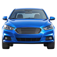 blue car isolated on transparent white background, clipping path