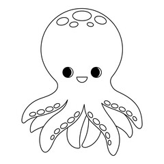 Cute cartoon octopus, Coloring book for kids